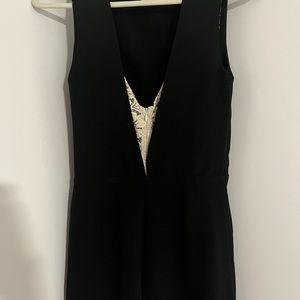 AQUA - Black low cut back lace detail romper
